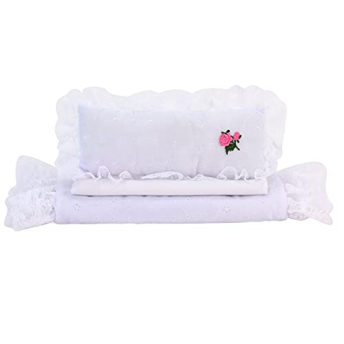 Sophia's 18" Doll 3 pc. White Eyelet Bedding with Lace Trim Set with Pillow, Comforter and Mattress Pad