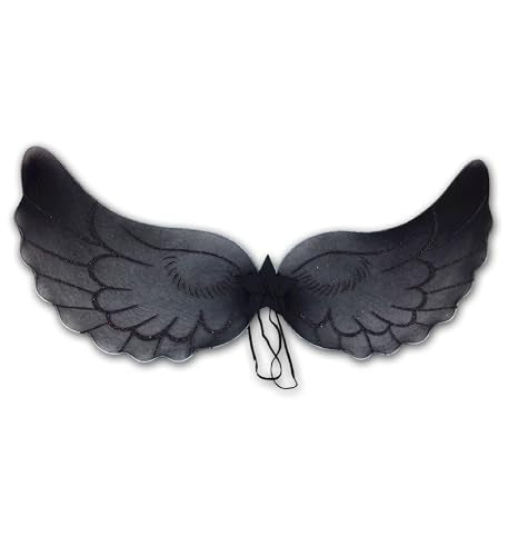 Mozlly Black Angel Wings - Costume Headwear for Women, Kids and Adult, Halloween Wings Accessory, 36 Inch - Dark Fairy Wings with Adjustable Straps - Black Wing Costume for Cosplay Party