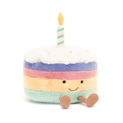 Jellycat Amuseables Rainbow Birthday Cake Stuffed Toy, Large 10 inches Dessert Plush Birthday Gift