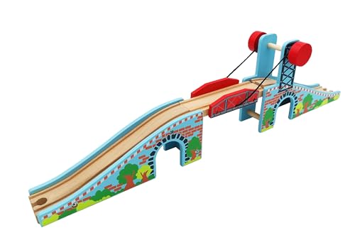 Z MAYABBO Wooden Train Tracks Accessories Wood Train Lifting Bridge for Railroad Tracks fits for All Railway Tracks