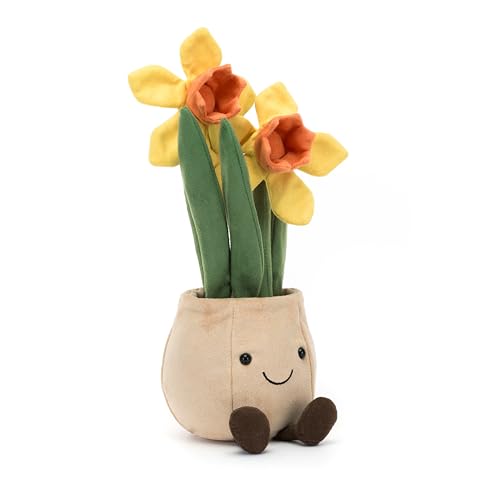 Jellycat Amuseables Daffodil Pot Stuffed Toy, 12 inches Plant and Flower Plush Fun Dcor and Gift