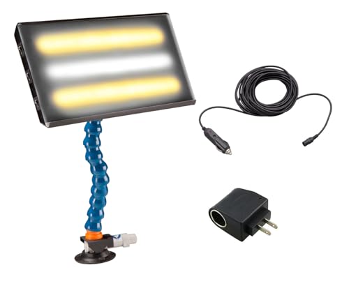 Portable PDR LED Light 13 Warm Cool Warm WCW LED Strips 12V with 110 Converter and Suction Base, 20ft Long Adapter Cord and Car Plug Adapter Paintless Dent Repair PC-LED 132 DentMagicTools.com