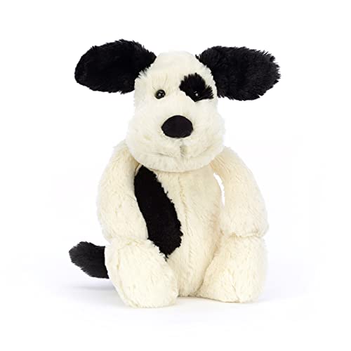 Jellycat Bashful Black and Cream Puppy Stuffed Animal, Medium 12 inches Dogs and Puppies Plush Toy Classic Children's Gift