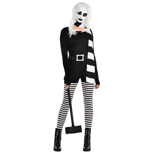 Alice The Psycho Costume - Women Medium 6-8 Bewitching Black White Outfit Perfect For Halloween Costume Parties - 1 Set