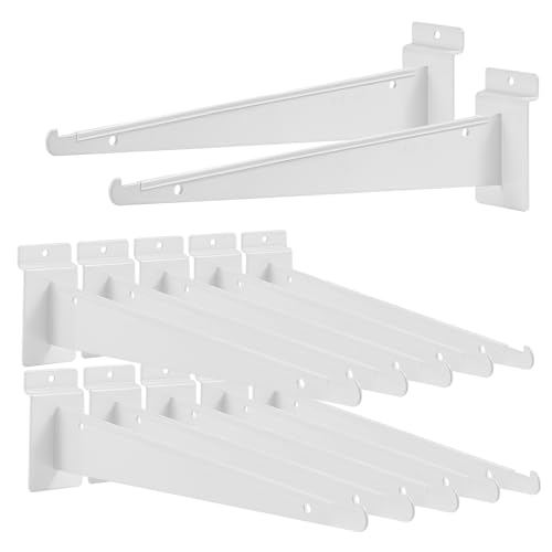 12Pcs Heavy Duty Slatwall Knife Shelf Bracket, 12 inch Metal Shelf Bracket for Slat Wall, White Slatwall Accessories With Lip, Gridwall Brackets Hooks for Slatwall Panels Shelf Display Home Commercial