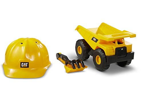 CAT Construction Toys, Dump Truck Set with CAT Hard Hat and Sand Tools, Outdoor Toys for Kids Ages 3+