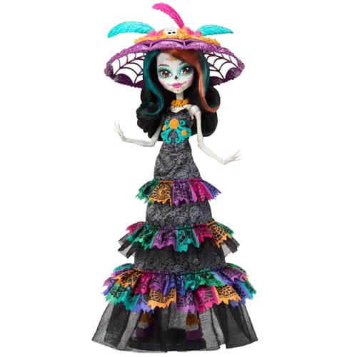 Monster High Doll, Skelita Calaveras Da De Muertos 2024 Howliday Collectible with La Catrina Hat, Papel Picado Dress, and Displayable Packaging