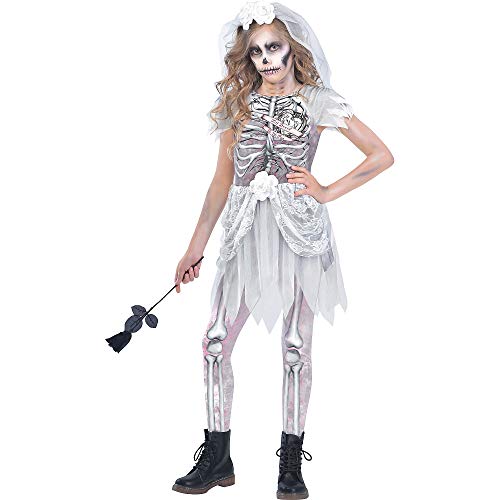 amscan Skeleton Bride Costume for Girls, Small, with Included Accessories