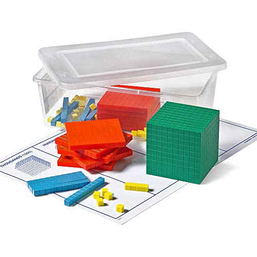 hand2mind Differentiated Plastic Base Ten Blocks Complete Set, Place Value Blocks, Counting Cubes, Base Ten Blocks Classroom Set, Math Blocks Kindergarten, Base 10 Math Manipulatives Set of 121