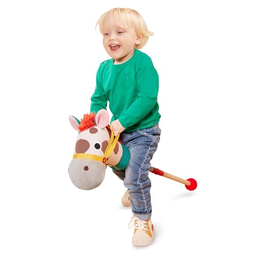 Battat Classic Hobby Horse Plush Stick Horse Wooden Pole Sensory Textures Realistic Sounds 2 Years + Pony Pal