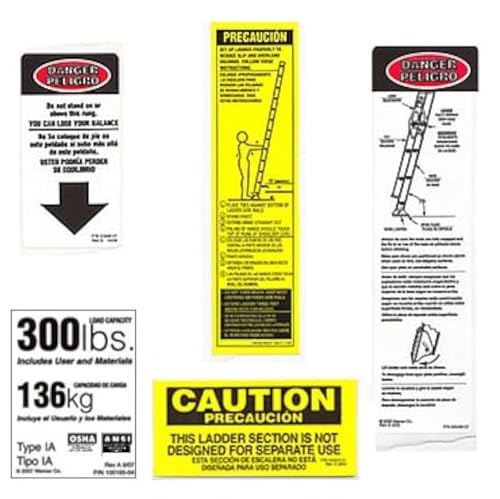 Werner 300 LB Fiberglass Extension Ladder Label Kits Pack of 6