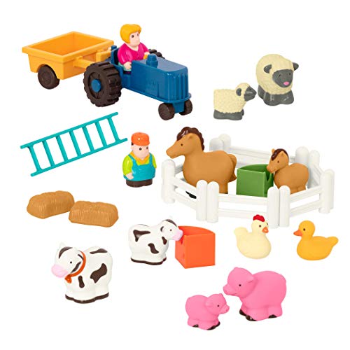 Battat Farm Animal Play Set - 25 Toy Farm Animals, Fences, Farmers, Tractor, Trailer More for Toddlers 18 Months+ - Farm Playset