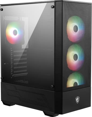 MSI MAG Forge 112R - Premium Mid-Tower Gaming PC Case - Tempered Glass Side Panel - ARGB 120mm Fans - Liquid Cooling Support up to 240mm Radiator - Vented Front Panel