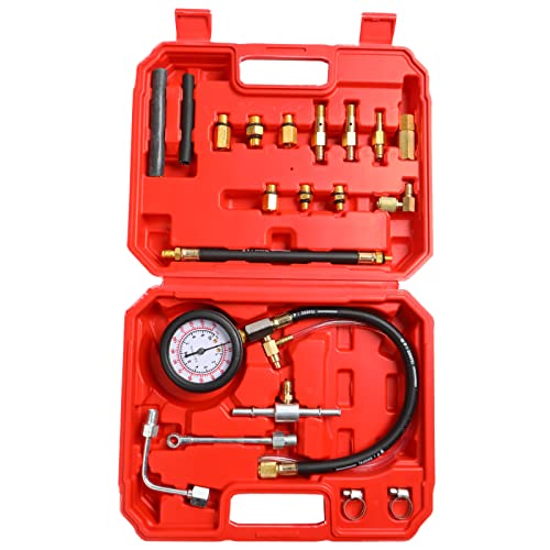 Yonligonju TU-114 Auto Fuel Pressure Gauge Tester Kit Gasoline Pressure MetersAutomobile Instrument Testing Tool Red