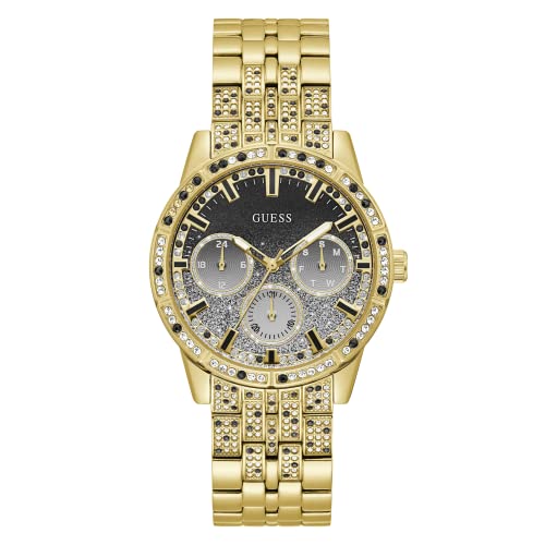 GUESS Ladies Sport Multifunction Duotone Crystal 40mm Watch Silver-Tone Glitz Dial with Gold-Tone Stainless Steel Case Bracelet