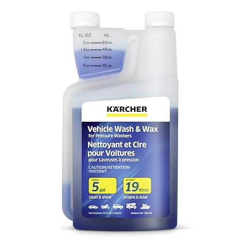 Krcher Vehicle Wash and Wax, Pressure Washer Detergent - Pressure Washer Soap for Cars, Bikes, Trucks, Boats and More - 1 Quart