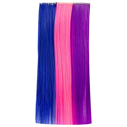 Doll Clip in Hair Pieces, Set of 3 with Hot Pink, Blue and Purple Straight Hair Clips 18 Inch Doll Hair Care Accessory Set of 3 Hair Clips