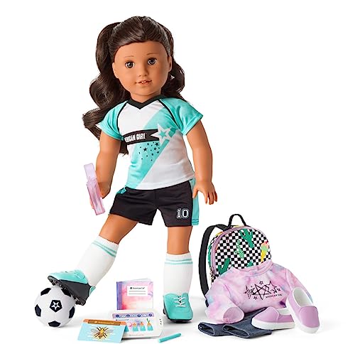 American Girl Truly Me 18-inch Doll 82 School Day to Soccer Play Playset with Supplies, Uniform, and Ball, For Ages 6+