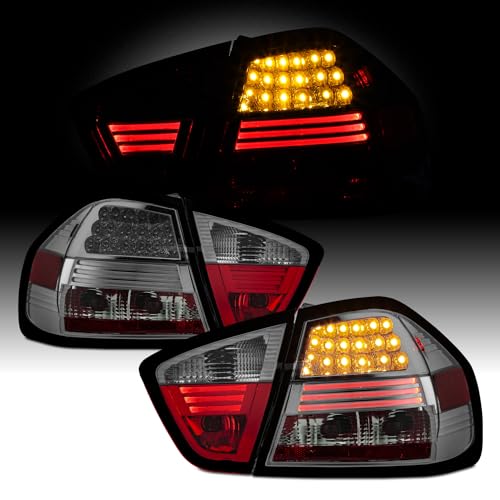 AKKON - For 05-08 BMW E90 3-Series 4 Doors Sedan Smoked LED Tail Lights Brake Lamps Replacement Left + Right