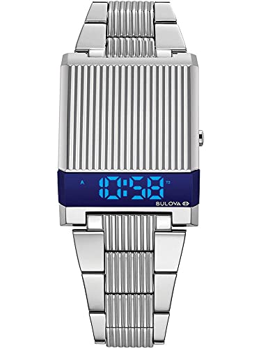 Bulova Mens Archive Series LED Computron Stainless Steel Watch, Blue LED Display Style: 96C139