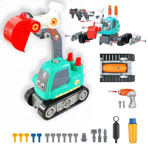 ZZTLHDS Take Apart Toy Excavator - 24-Piece Disassembly Playset with Electric Screwdriver, Ideal for Children Ages 3