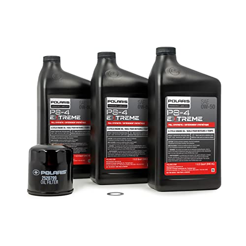 Polaris Oil Change Kit for Specific RZR Turbo and Pro XP XP 4 Models With 4 Stroke Engine, Includes 3 Quarts of PS-4 EXTREME 0W-50 Full Synthetic Oil, 1 Oil Filter, 1 Washer - 2890058