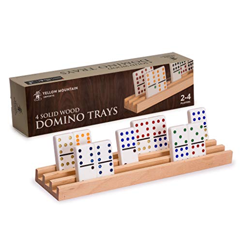 Yellow Mountain Imports Premium Beechwood Domino Racks/Trays 10-Inch - Set of 4 - Domino Holders for Mexican Train, Chickenfoot and Other Domino Games