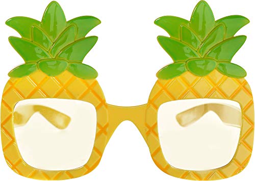 Pineapple Fun Shades - Yellow Green Plastic Sunglasses - Pack of 1, Ideal Party Accessory for Birthdays, Tropical-Themed Events More