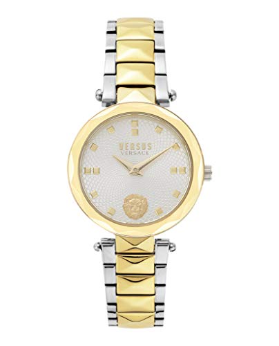 Versus Versace Covent Garden Collection Luxury Womens Watch Timepiece with a Two Tone Bracelet Featuring a Two Tone Case and White Dial