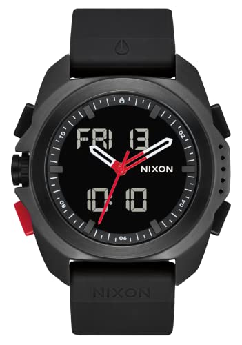 NIXON Ripley A1267 - Black/Red - Analog and Digital Watch for Men - Expedition and Adventure Sport Watch - Men's Fashion Watch - 47mm Watch Face, 23mm PU Band