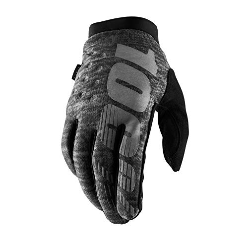 100 BRISKER Cold Weather Motocross Mountain Bike Gloves - Warm Winter MTB MX Powersport Racing Protective Gear L - Heather