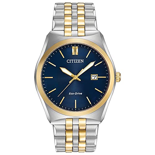 Citizen Men's Classic Corso Eco-Drive Watch, 3-Hand Date, Luminous Hands, Two-Tone/ Blue Dial