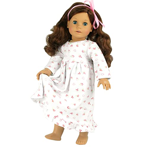 Sophia's 18" Doll White Long-Sleeved Floral Print Nightgown