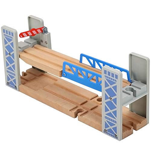 Z MAYABBO Wooden Train Set Accessories Wood Railway Bridge for Railroad Tracks, 2-Level Overpass Compatible for All Railway Tracks System