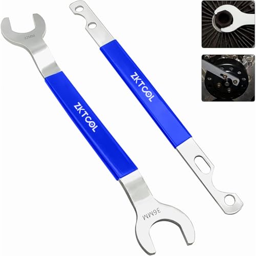 ZKTOOL Fan Clutch Wrench Set,32mm 36mm Clutch Fan Tool Wrench,Water Pump Pulley Holder Removal Tool For BMW, Ford, GM, dodge,Chevrolet,jeep Fan Clutch Removal Kit,Water Pump Holder.