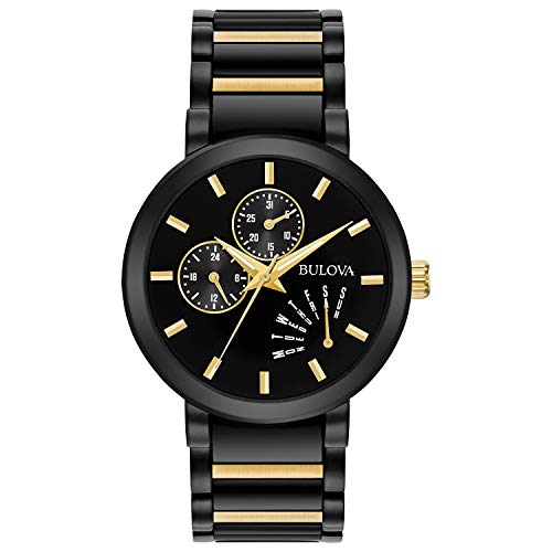 Bulova Men's Modern Black Ion-Plated and Gold Tone Stainless Steel 6-Hand Multi-Function Quartz Watch Style: 98C124