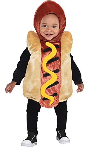 Mini Hot Dog Costume - Multicolor Tunic Hood Set for Baby 6-12 Months Adorable Unique Halloween Party Outfit