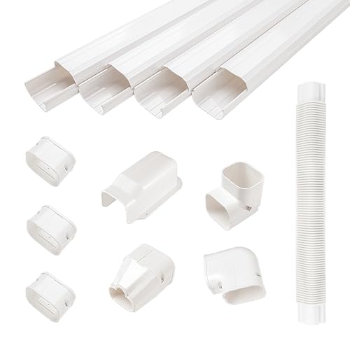 GUYAAC Mini Split Line Set Cover, Air Conditioner Decorative PVC Line Cover Kit, Suitable for Heat Pumps, 3-Inch W, 15Ft L