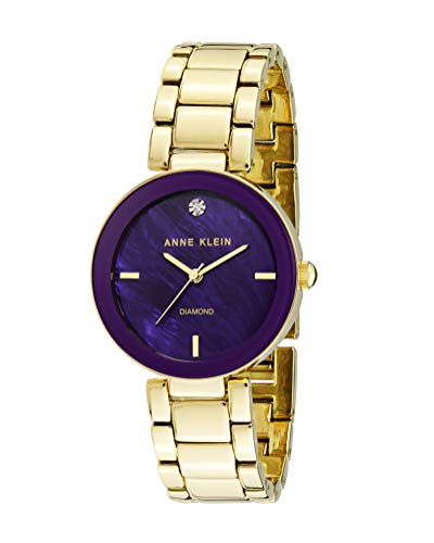 Anne Klein Women's Japanese Quartz Dress Watch with Metal Strap, Gold, 16 Model: AK/1362PRGB