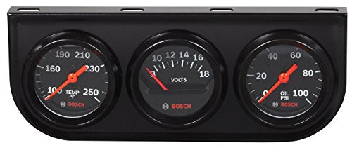 Bosch SP0F000054 Style Line 2" Triple Gauge Kit Black Dial Face, Black Bezel