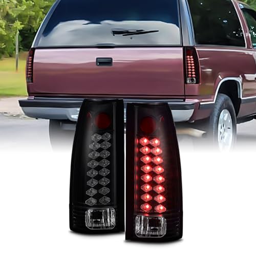 AKKON - For 88-98 Chevy C/K Series Pickup Truck GMC Sierra Rear Black Smoke LED Tail Lights Brake Lamps Pair