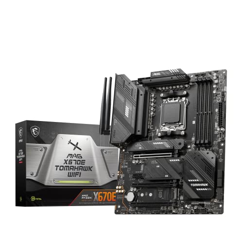 MSI MAG X670E Tomahawk WiFi Gaming Motherboard AMD Ryzen 9000/8000/7000 Series Processors, AM5, DDR5, PCIe 5.0, SATA 6Gb/s, M.2, USB 3.2 Gen 2, Wi-Fi 6E, Bluetooth 5.3, 2.5Gbps LAN, HDMI/DP, ATX