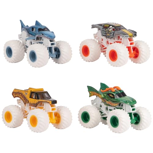 Monster Jam - Pack of 4 1:64 Die Cast Vehicles - 4 Authentic Monster Trucks Official Show Vehicles to Collect Scale 1:64 - Children's Toy 3 Years and Above