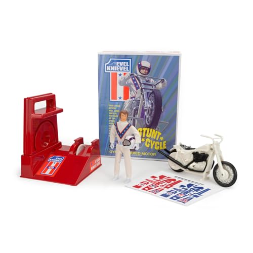 Z Wind Ups Original Evel Knievel Stunt Cycle, 2 Sticker Sets, Energizer, Action Figure and Helmet