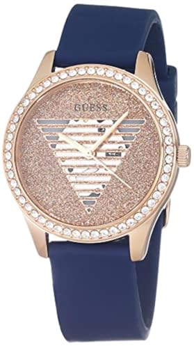 GUESS Ladies 38mm Watch - Blue Strap Rose Gold Dial Rose Gold Tone Case