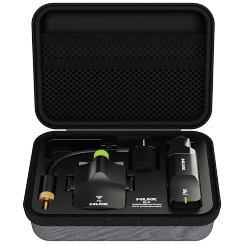 NUX B-6 Saxophone Wireless System with Charging Case,Operation Range of 20 Meters,High-Resolution 24- bit/44.1kHz Audio,2.4GHz Wireless Saxophone Microphone