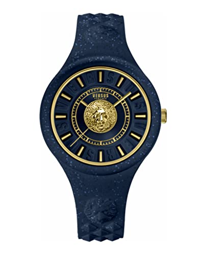 Versus Versace Fire Island Collection Luxury Womens Watch Timepiece with a Blue Strap Featuring a Blue Case and Blue Dial