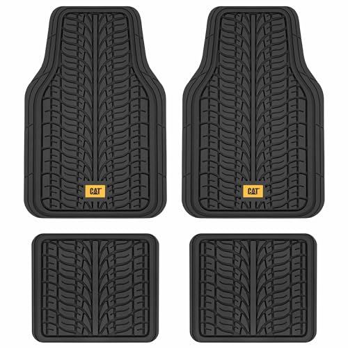 Cat ToughTread Front Rear Full Set of Floor Mats for Cars - All-Weather Heavy-Duty Trimmable Universal Fit Rubber Mat Truck Car Accessories - Automotive Floor Mats for SUVs Car Interior