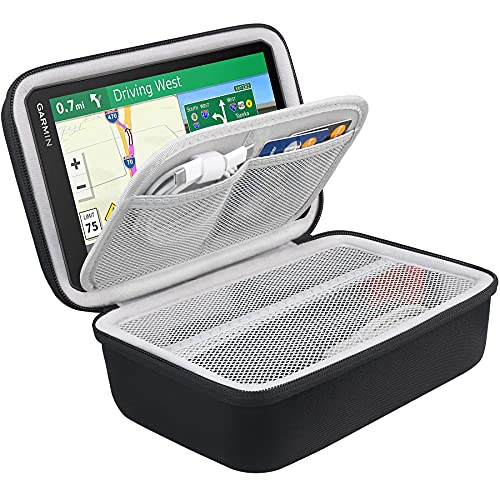 BOVKE Hard GPS Case for 6-7 Inch Garmin DriveSmart 76/65/61, Garmin RV 780/dezl OTR700/OTR610, Garmin Catalyst GPS Navigator System, Extra Room for Car Chargers, Friction Mount, USB Cables, Black