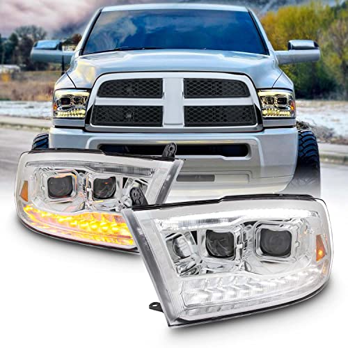 AKKON - Factory Upgrade For 09-18 Dodge Ram 1500 2500 3500 Dual Projector LED DRL Headlights With Light bulbs